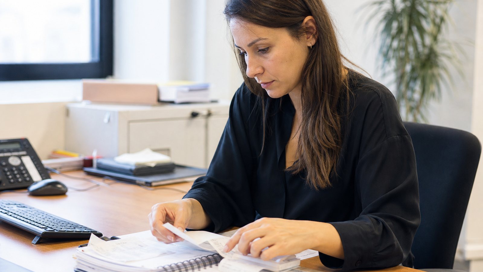 Calendrier de bureau et notes de frais en attente de validation et de remboursement