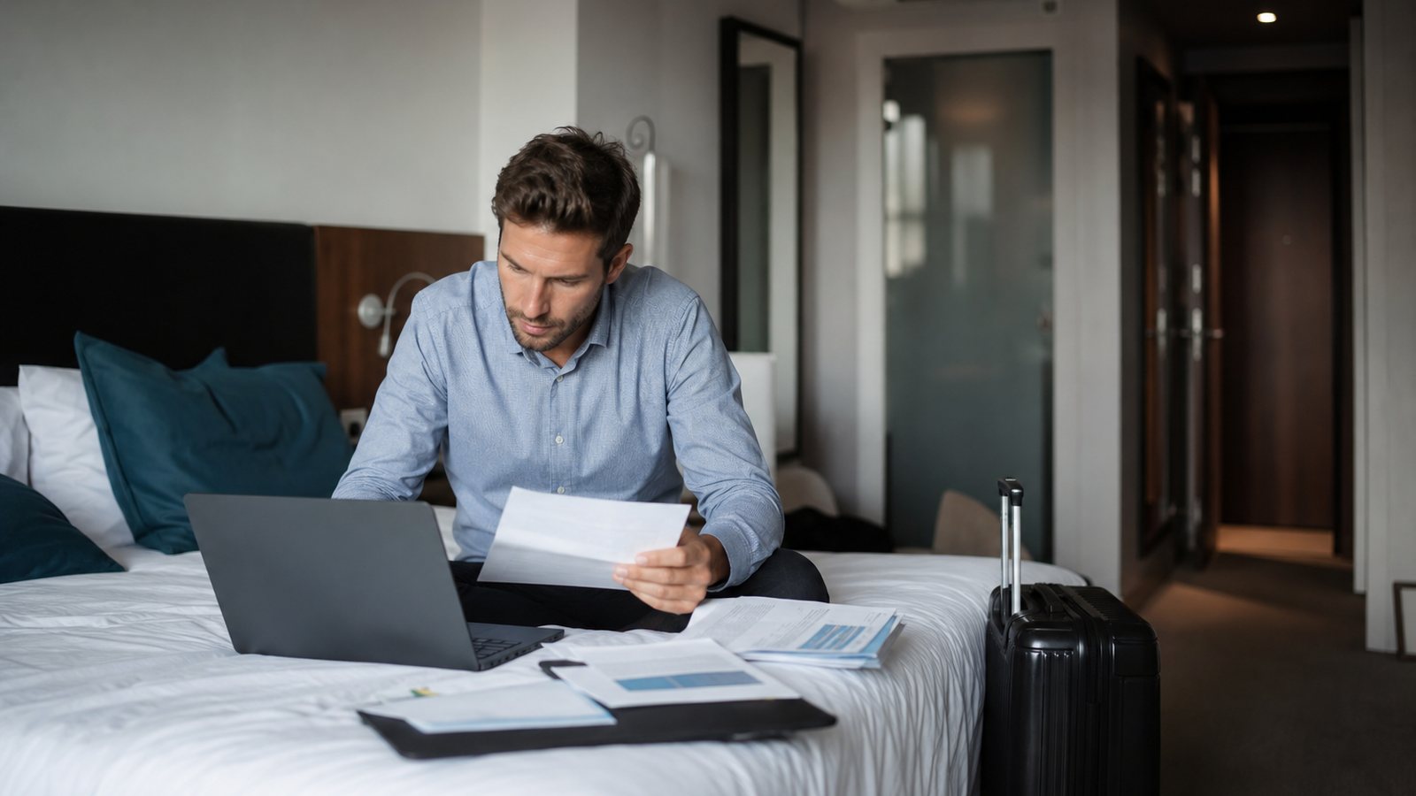 Chambre d'hôtel et addition de restaurant lors d'un déplacement professionnel